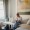 a woman sitting on a couch